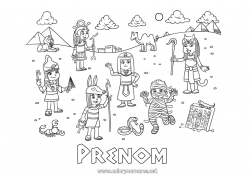 Coloriage gratuit Momie Égypte Pyramide