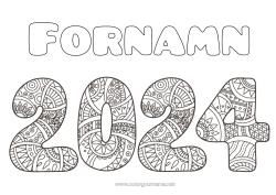 Gratis färgläggning Gott nytt år 2024