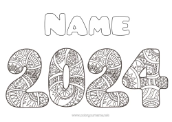Free colouring Happy New Year 2024