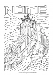 Disegno gratuito Cina Colorazioni complesse Monumento