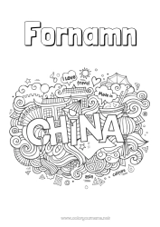 Färgläggningssida att anpassa Geografi Kina Symboler