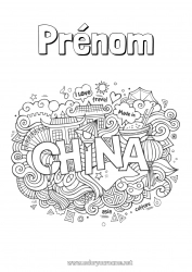 Coloriage gratuit Géographie Chine Symboles