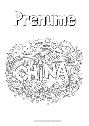 Pagină de colorat personalizată Geografie China - China Simboluri