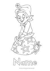 Free colouring Christmas Elves Christmas Elf colouring pages