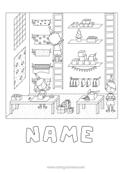 Free colouring Gifts Santa's workshop