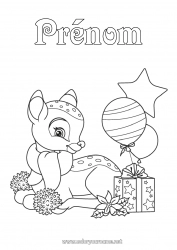 Coloriage à personnaliser Cadeaux Ballons Fête Animal Animaux de la forêt Cerf