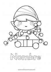 Colorear para personalizar Elfos de navidad Guirnalda de Navidad Dibujos de Elfos para colorear