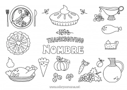 Colorear para personalizar Thanksgiving Alimento Tarta