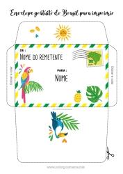 Desenho grátis Envelope Brasil Envelope para imprimir Viagem do Elfo de Natal Envelope para correspondência do elfo de Natal