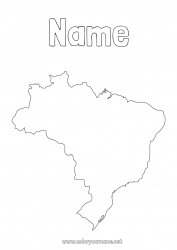 Free coloring Geography Brazil Country map