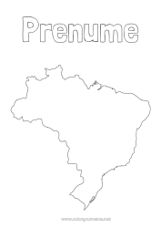 Desen liber de colorat Geografie Brazilia Hartă a țărilor