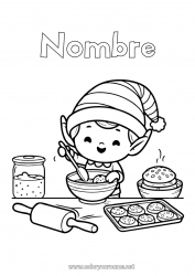 Colorear para personalizar Elfos de navidad Dibujos de Elfos para colorear Golosinas Galletas