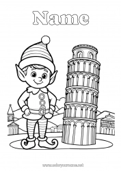 Free drawing Christmas elves Elves coloring pages Italy