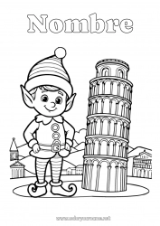 Colorear para personalizar Elfos de navidad Dibujos de Elfos para colorear Italia