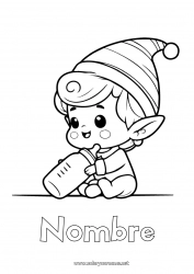 Colorear para personalizar Elfos de navidad Dibujos de Elfos para colorear Bebé