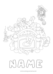Free colouring Father Christmas Christmas Alarm clock