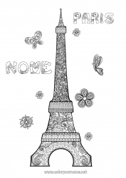 Desenho grátis França Colorações Complexas Zentangle Torre Eiffel Monumento