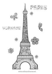 Kostenlose Zeichnung Frankreich Komplexe Ausmalbilder Zentangle Eiffelturm Denkmal