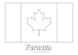 Farvelægningssiden tilpasning Geografi Canada Flag Ahorn
