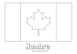 Colorear gratis Geografía Canadá Bandera Arce