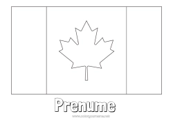 Pagină de colorat personalizată Geografie Canada Steag Arțar