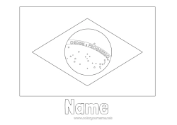 Colouring to customise Geography Flag Brazil