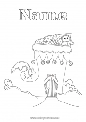 Free drawing Christmas elves Elves coloring pages House