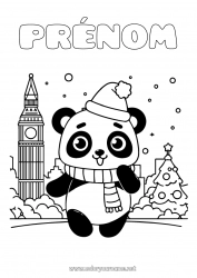Coloriage à personnaliser Kawaii Animal Panda Londres Royaume-Uni Autres animaux du monde