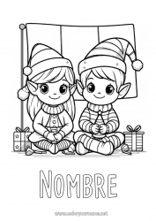 Colorear para personalizar Elfos de navidad Dibujos de Elfos para colorear Irlanda Italia Francia Bandera Bélgica Viaje del duende navideño