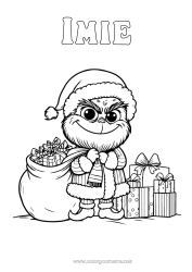 Kolorowanka do personalizacji Prezenty Okap Grinch