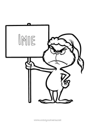 Kolorowanka do personalizacji Potwór Grinch Tablica