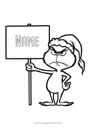 Colouring to customise Monster Grinch Sign