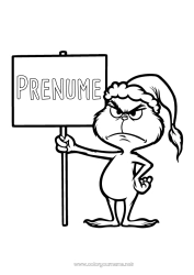 Desen liber de colorat Monstru Grinch Plăcuță