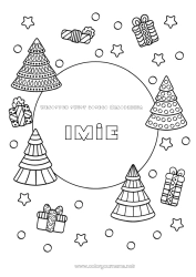 Kolorowanka do personalizacji Prezenty Boże Narodzenie Zentangle Choinka 