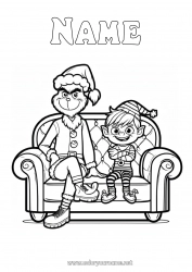 Free coloring Christmas elves Grinch