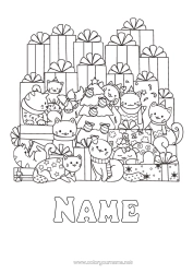 Colouring to customise Cat Gifts Christmas Tree Christmas Cute Animal Dogs And Cats
