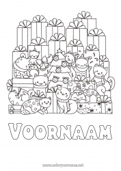 Gratis tekening Kat Cadeaus Kerstboom Kerstmis Kawaii Dier Honden en katten