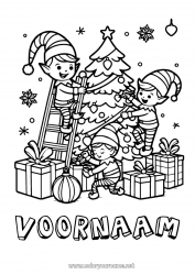 Gratis tekening Kerstboom Kerstelf Elfjes kleurplaten