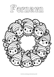 Gratis tegning Jule-nisser Farvelægningsnisser Julekrans