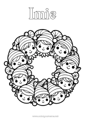 Rysunek za darmo Świąteczne skrzaty Kolorowanki dla skrzatów Wieniec bożonarodzeniowy