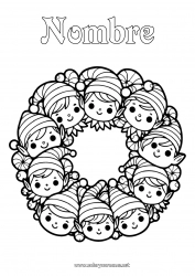 Colorear gratis Elfos de navidad Dibujos de Elfos para colorear Corona navideña