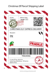 Kolorowanka za darmo Świąteczne skrzaty Listy psotnych skrzatów Etykieta wysyłkowa Elf