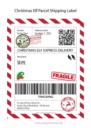 Free coloring Christmas elves Letters from prankster elves Elf shipping label