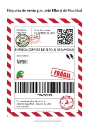 Colorear gratis Elfos de navidad Cartas de elfos bromistas Etiqueta de envío de duende