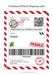 Pagină de colorat personalizată Moșneguții de Crăciun Scrisori de spiriduși jucăuși Etichetă de expediere Elf