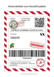 Gratis kleurplaat Kerstelf Brieven van ondeugende elfjes Elf verzendlabel