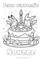 Colorear gratis Tarta Cumpleaños Pokemon Manga Mensaje de feliz cumpleaños (inglés) Dibujo animado