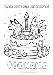 Kostenlose Malvorlage Kuchen Geburtstag Pokemon Manga Alles Gute zum Geburtstag (Französisch) Nachricht Cartoon