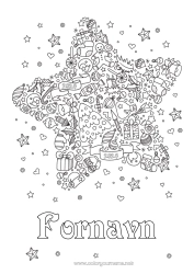 Fargeleggingssiden å tilpasse Godt nyttår Jule-stjerne Stjerner Symboler Komplekse fargelegginger Zentangle
