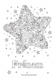 Dessin gratuit Bonne année Étoile de Noël Étoiles Symboles Coloriages complexes Zentangle